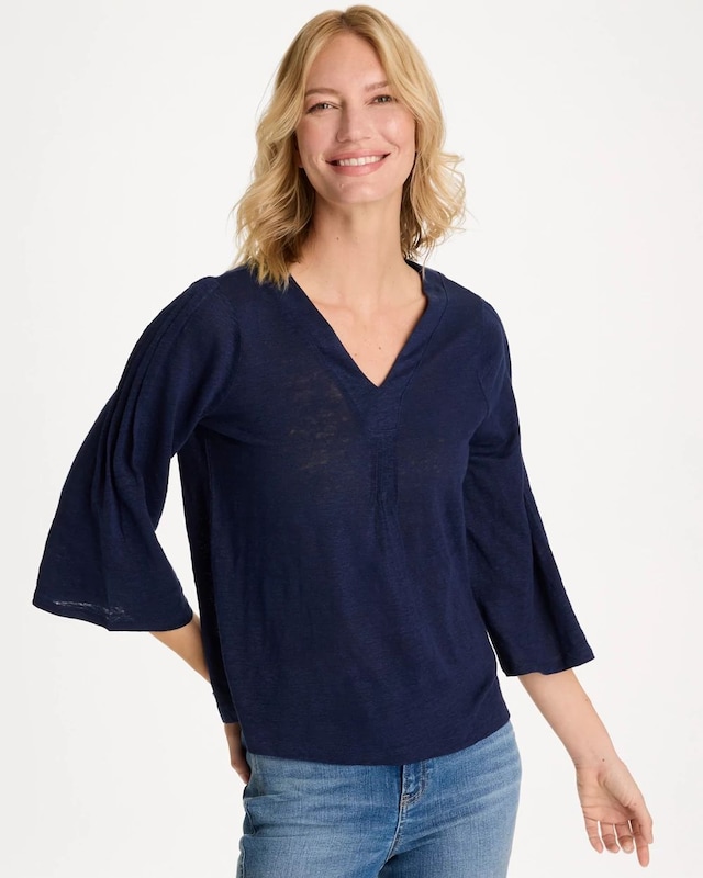 Linen Pleated Pintuck Tee - image 1